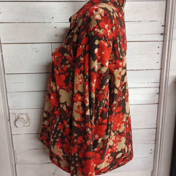 BAXTER & WELLS Womens Multicolor Floral Button Front Stretch Shacket XL Jacket - Picture 4 of 12
